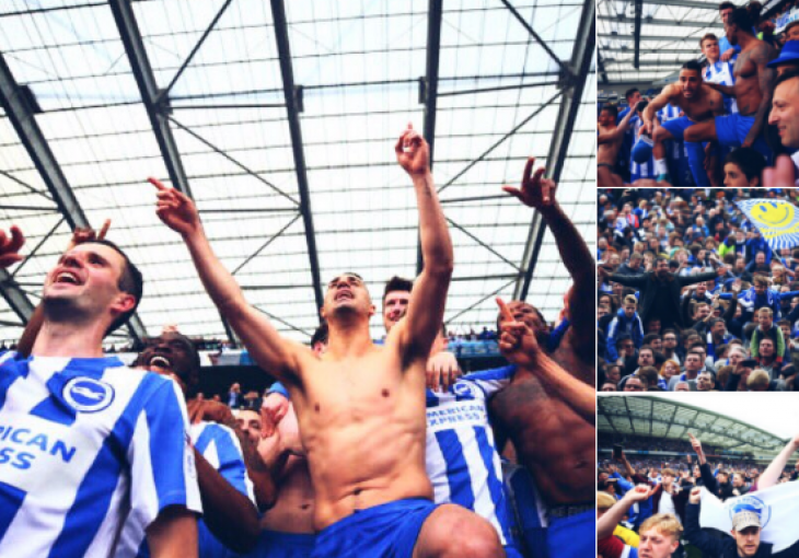 Navijači i igrači Brightona uz suze radosnice slave povratak u Premiership nakon 34 godine