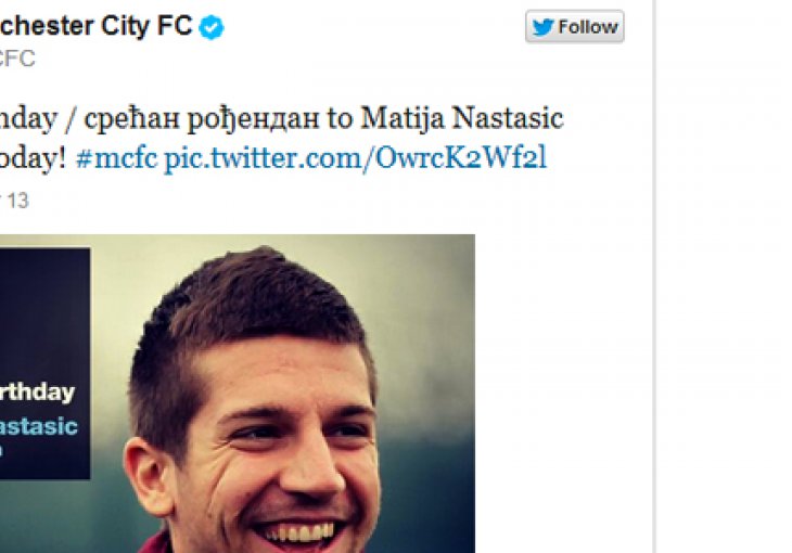 City čestitao rođendan Nastasiću na ćirilici