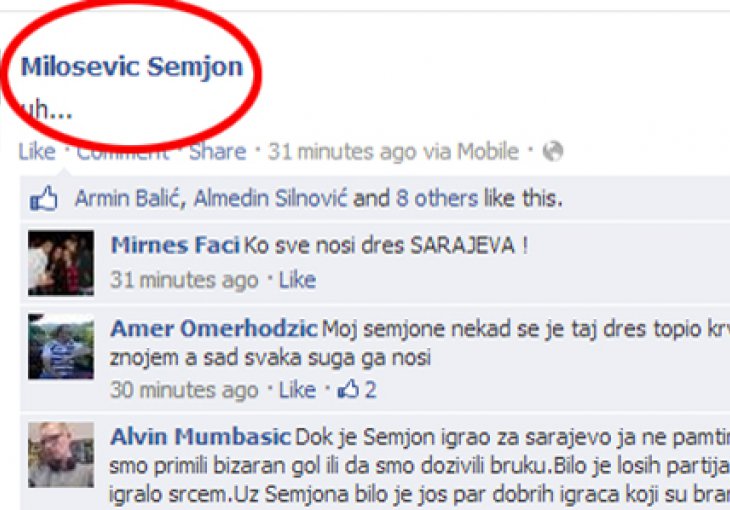 Bivši igrač Sarajeva na FB: Uzmeš 100 
