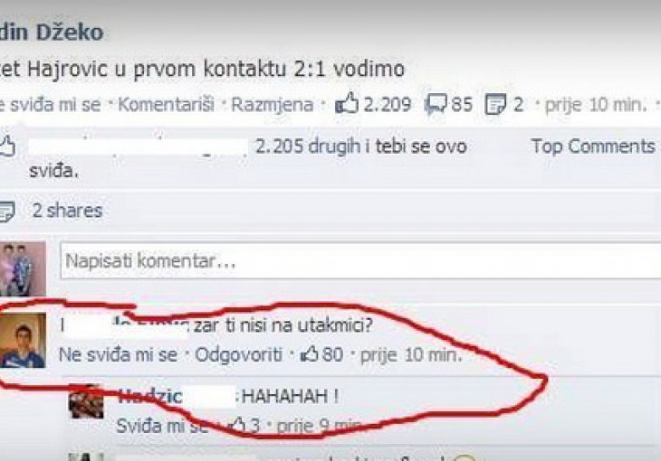 Zar Edin Džeko sinoć nije bio na utakmici?
