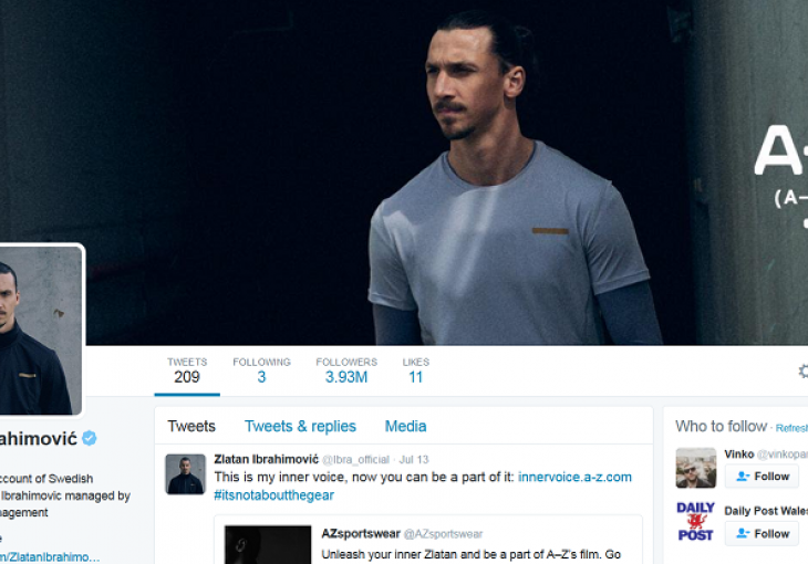 Zlatan Ibrahimović z elementu: ''Upratio'' čak tri profila na Twitteru