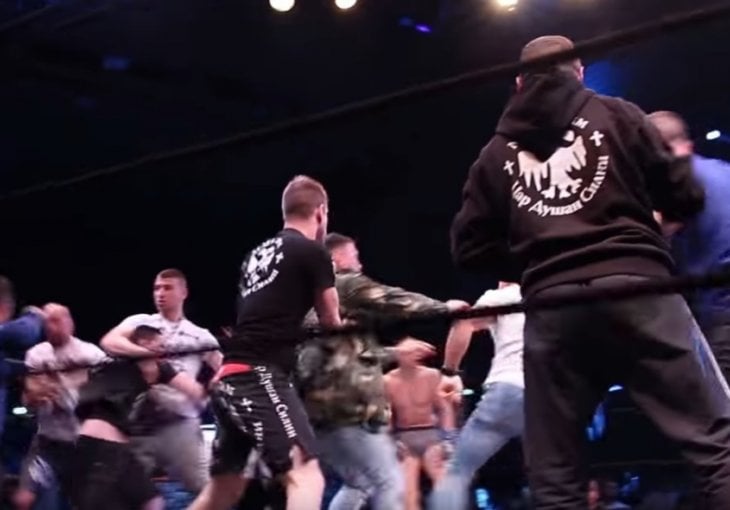 INCIDENT NA MMA BORBI U NOVOM SADU: Opšta tuča protivničkih timova!