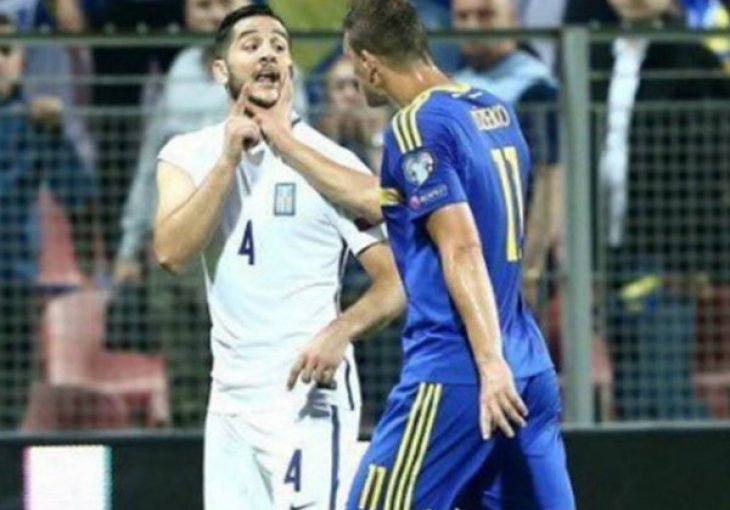 GUŽVA I TUČA NA BILINOM POLJU: Džeko i Manolas, saigrači iz Rome, započeli su gužvu!