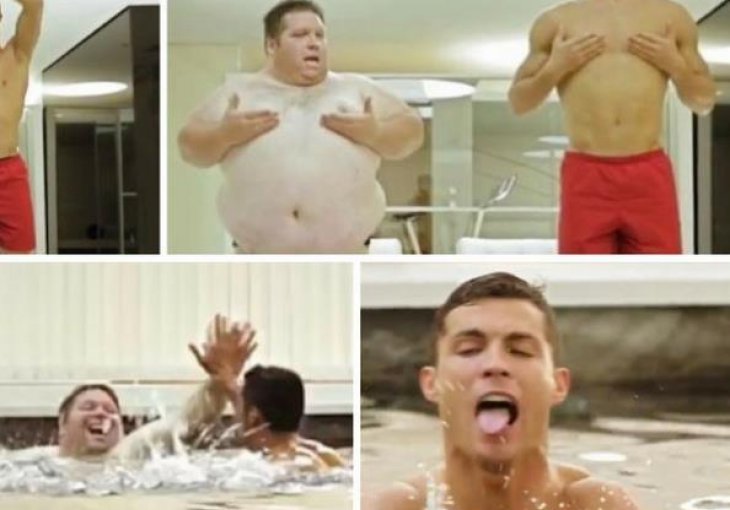 ŠTA SE DEŠAVA? Cristiano Ronaldo se brčka u bazenu sa debelim muškarcem!