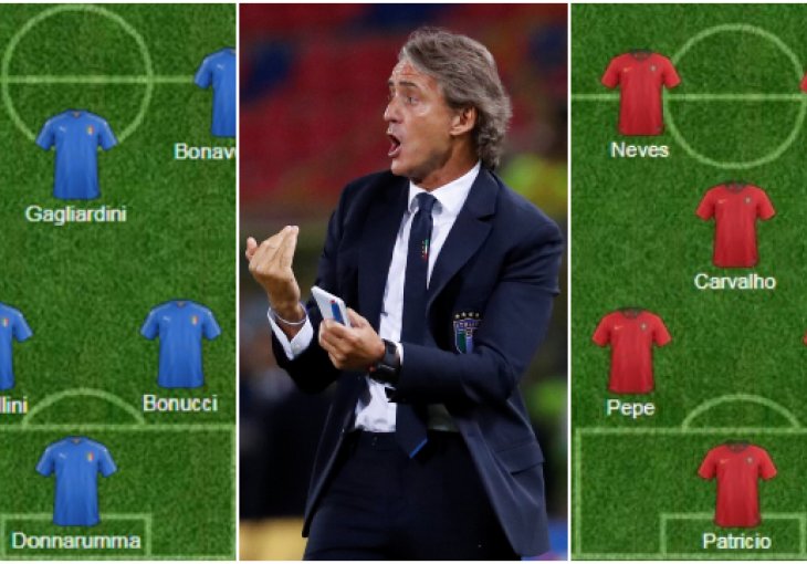 Mancini mijenja polovinu tima za Portugal, Santos vjeruje istoj jedanaestorici (GRAFIKA)