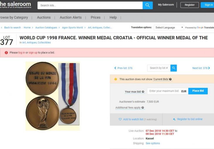 VATRENI PRODAO MEDALJU: Bronzana medalja sa SP 1998 završila na aukciji i prodata za mizernu cifru