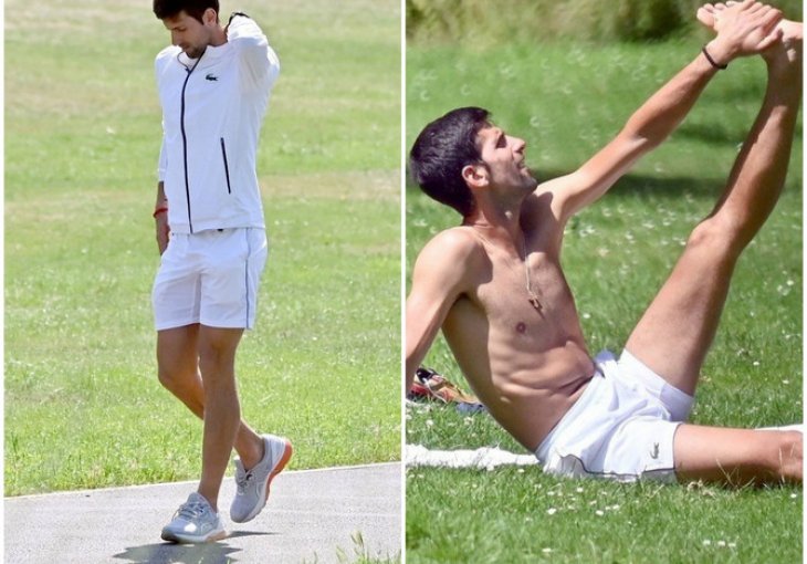 POKAZAO GIPKOST ZAVIDNIH RAZMJERA: Nole se istezao u parku, slike obišle svijet