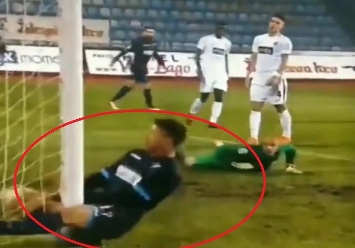 SNIMAK OBILAZI PLANETU! Svaki muškarac je u AGONIJI samo od pogleda na ovo: Fudbaler Spartaka stvarno nije imao sreće, pogledajte kako se nesrećno ZABIO u stativu /VIDEO/