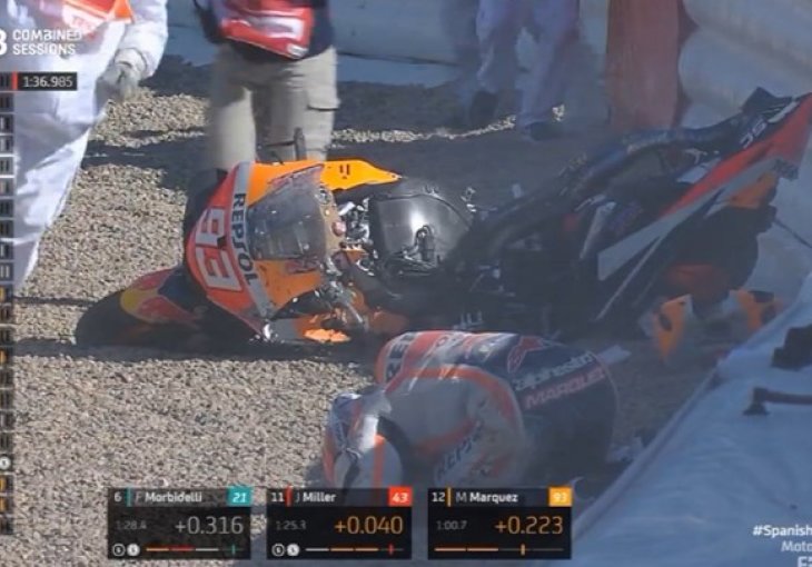 Stravičan pad Marca Marqueza pri brzini od 160 km/h.