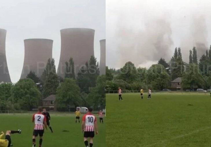 E, ovo se zove NEVIĐENO! Igrali su fudbal, a onda BUM! Odjednom su u pozadini nestali tornjevi nuklearne elektrane, a evo kako je to izgledalo!