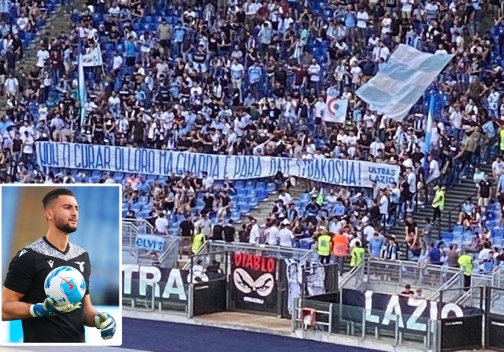 Navijači Lazia natjerali golmana Strakoshu na suze: Razvili su ogroman transparent na tribini