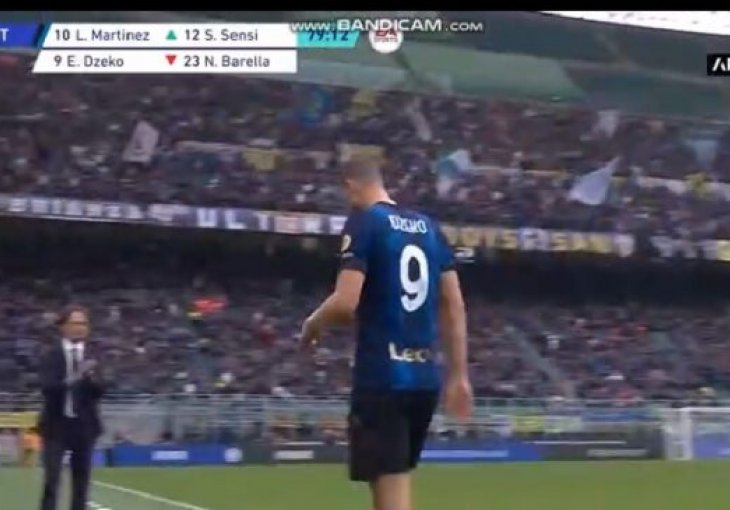 Pogledajte reakciju ključnih ljudi Intera dok je Džeko napuštao teren (VIDEO)