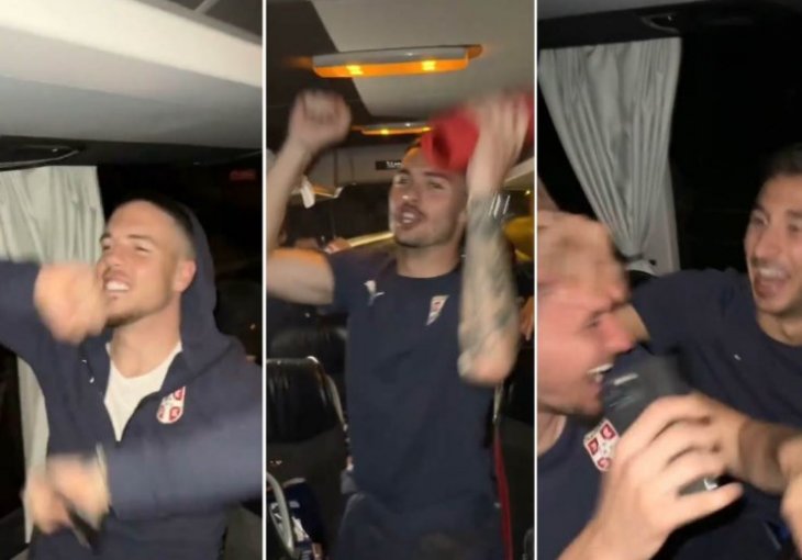 ORIO SE TEŠKI SRPSKI NARODNJAK, AUTOBUS SAMO ŠTO SE NIJE PREVRNUO: Fudbaleri Srbije napravili HIT PROSLAVU u povratku, zna se ko je kolovođa