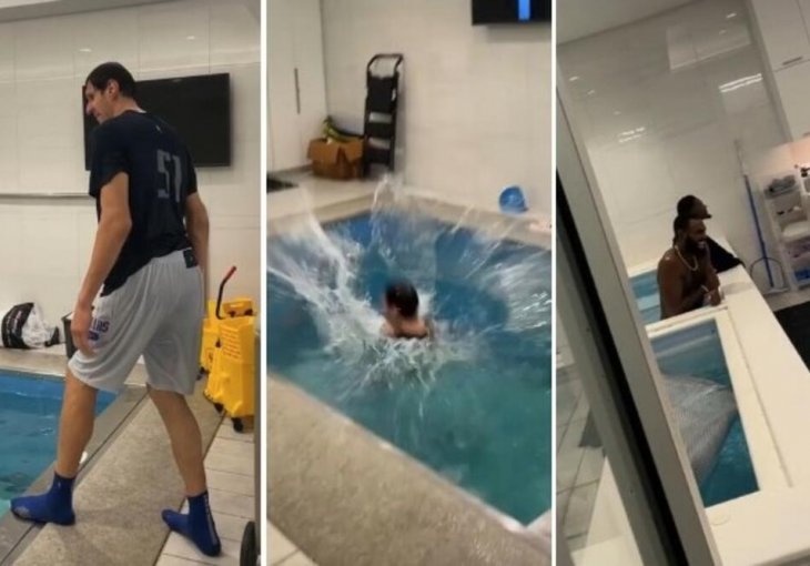 BOBI OPET PRAVI ŠOU: Marjanović skače u minijaturni bazen, saigrači se valjaju od smijeha! (VIDEO)