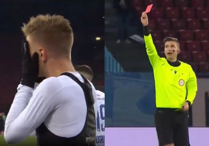 ODMAH JE ZNAO DA JE NAPRAVIO GLUPOST: Neviđena nepromišljenost! Pogledajte na koji način je srpski fudbaler dobio crveni karton
