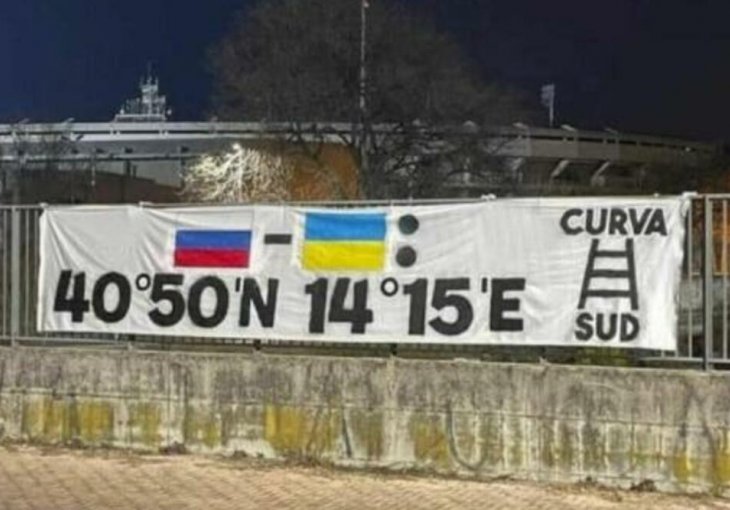 BOLESNA MRŽNJA! Zastrašujući transparent ispred stadiona: Navijači Rusima dali koordinate za BOMBARDOVANJE grada ljutog rivala!