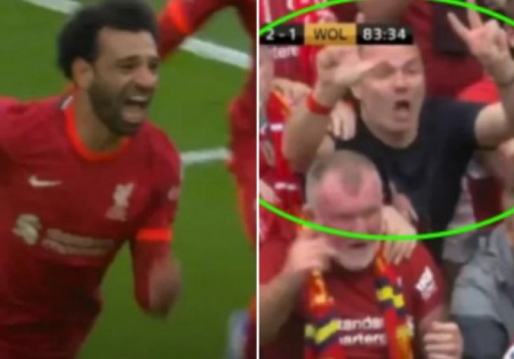 Mohamed Salah ubijeđen da je postigao gol za titulu, navijač s tribine ga demantovao i uslijedila je promjena reakcije