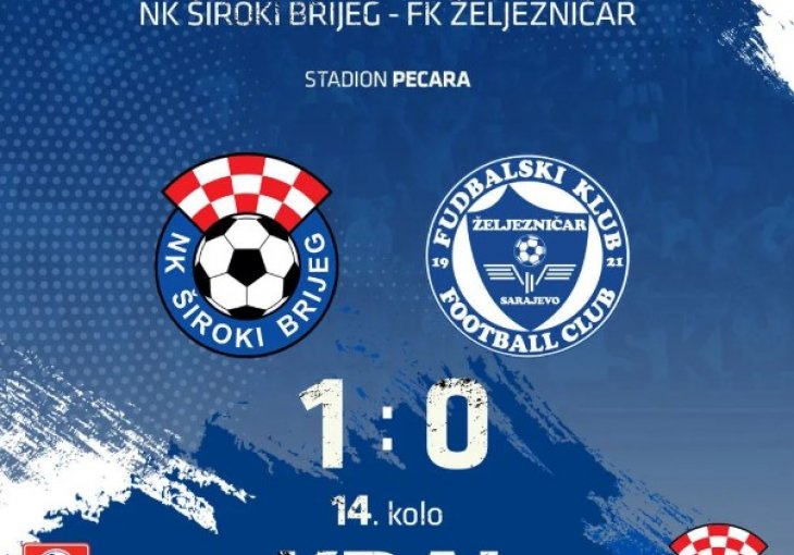 Široki Brijeg pobjedom nad Željezničarom izbio na prvo mjesto