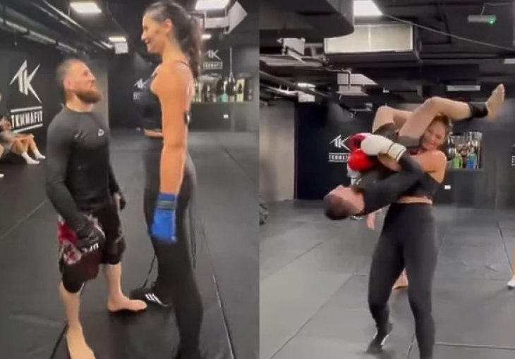 Kickbokserka od 198 cm poigrala se sa UFC borcem od 168 cm, postali su hit na internetu