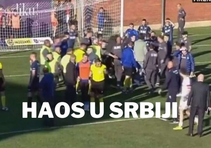 HAOS U SRBIJI Tuča nogometaša na utakmici, morali se umiješati i sudije VIDEO