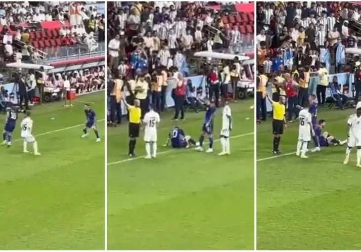 MESSI PAO NA TRAVU I UHVATIO SE ZA ČLANAK! Nerealna scena na tribinama nastala je momentalno (VIDEO)