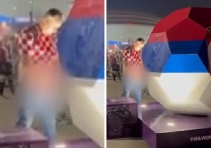 Skandal u Kataru: Navijač Hrvatske navodno simulirao uriniranje po zastavi Srbije!