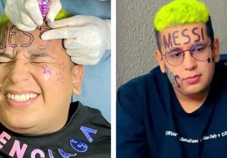 Influencer je tetovirao Messijevo ime preko cijelog čela. Sad se ŽESTOKO KAJE