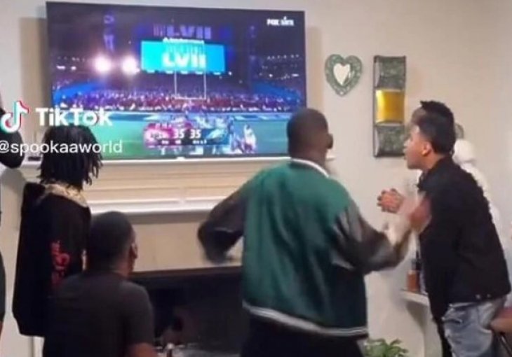 E OVO JE PRAVI HAOS Bijesni navijač Eaglesa uništio TV zbog poraza u Super Bowlu