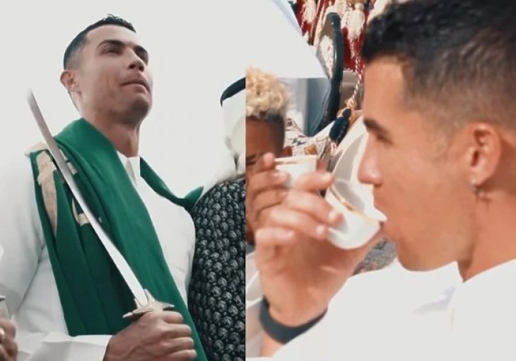 Ronaldo u tradicionalnoj nošnji, s mačem u ruci i pijući iz fildžana proslavio veliki saudijski praznik