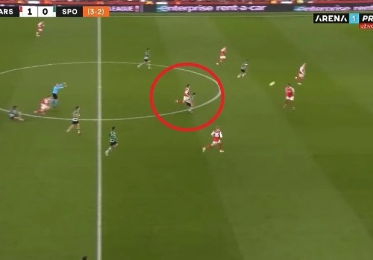 ARSENAL JE ZAVRŠIO TAKMIČENJE: Igrač Sportinga s centra postigao gol protiv Arsenala