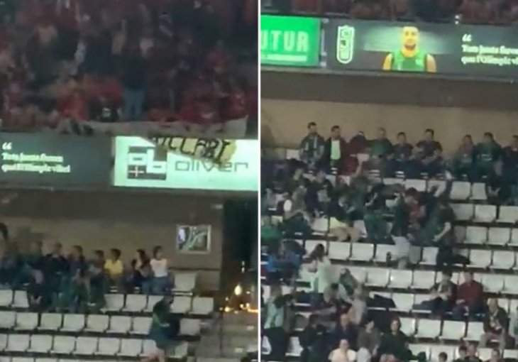 I OVO DA VIDIMO Potpuni haos na utakmici FIBA Lige šampiona: Navijači padali sa tribina