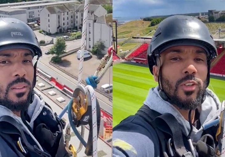 Bivši igrač Cityja popravlja reflektore na stadionu. Objavio je snimku s visine!