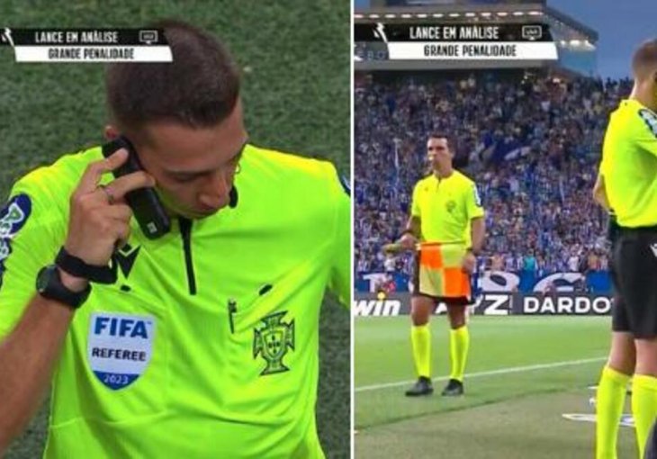 NEZAPAMĆENA LAKRDIJA U JEDNOJ OD NAJJAČIH LIGA EVROPE: VAR naprasno zakazao pa sudija uzeo MOBILNI TELEFON! Produžio meč 22 minuta