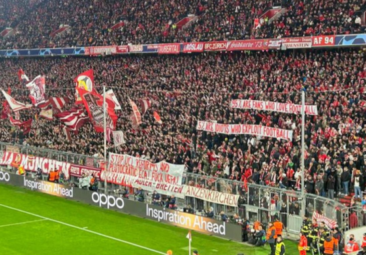 ŠTO NA UMU TO NA DRUMU: Navijači Bayerna šalju jake poruke - jedan dio je za upravu kluba, drugi za UEFA-u