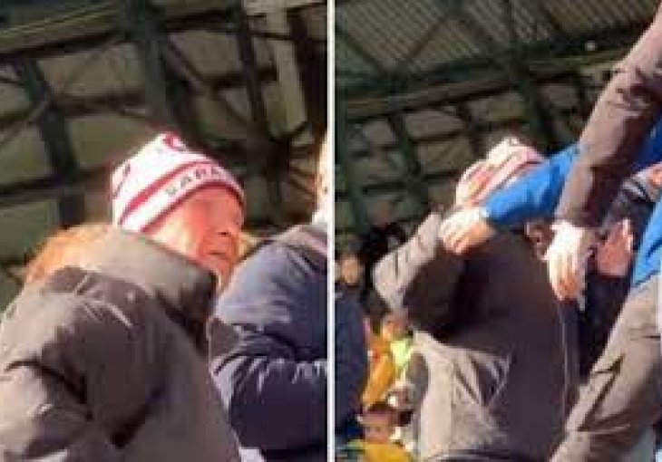 ZANIMLJIVA SCENA NA GRBAVICI:  Čovjek s kapom FK Sarajevo ukrao šou