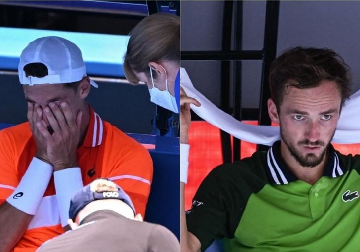 NEPODNOŠLJIVI UVJETI:  Francuz u suzama predao meč, Medvedev gubio živce