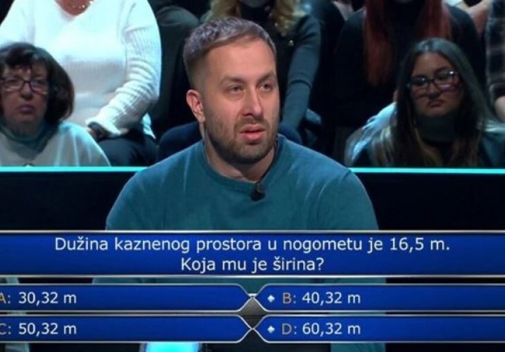 Ovo je odgovor na nogometno pitanje iz Milijunaša: Tačna cifra se može dobiti pomoću matematike