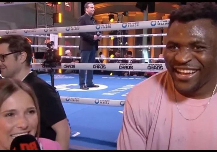 NGANNOU U NEPRIJATNOJ SCENI PRED VELIKI MEČ! Udvarao se novinarki usred intervjua (VIDEO)