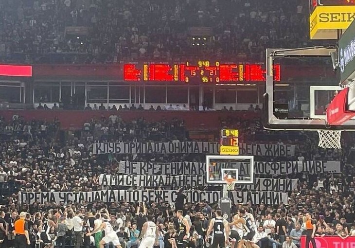 PROTIV VALENCIJE: Skandalozna parola Grobara na posljednjoj utakmici Eurolige u beogradskoj Areni