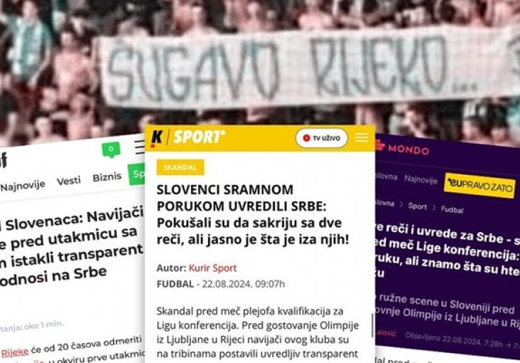 Srbi o poruci slovenskih navijača pred Rijeku: Sramotna mržnja prema Srbima