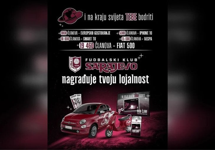 FK Sarajevo pokrenulo proces online članarine, pripremili su bogate nagrade za najsretnije