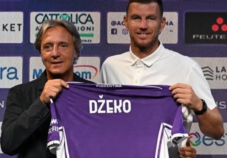 Neviđen detalj s predstavljanja Edina Džeke u Fiorentini: Pogledajte šta je falilo na dresu!
