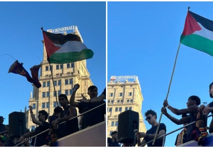Igračina, ali čovjek prije svega: Jamal tokom proslave titule podigao palestinsku zastavu