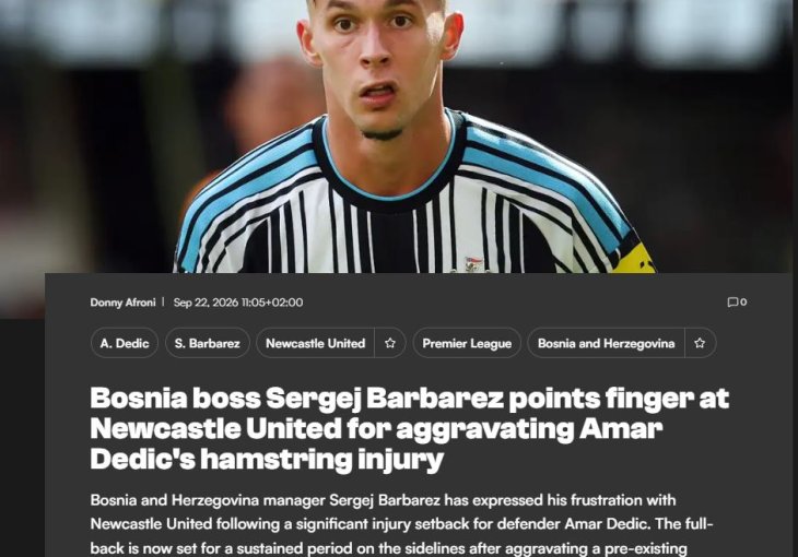 Goal.com piše: Barbarez otkrio detalje Dedićeve povrede. Poruka Newcastleu?